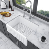 ZUN Farmhouse/Apron Front White Ceramic Kitchen Sink W127266251