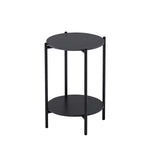 ZUN 2-layer End Table with Whole Marble Tabletop, Round Coffee Table with Black Metal Frame for Bedroom W2181P167974