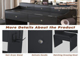 New Large Mirror Vanity Desk for Bed room , Modern Makeup Vanity Set with Power Outlet and Hair 39453746
