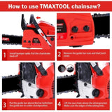 TMAXTOOL 62cc Powerful 20 inch Gas Chainsaw with 2 Stroke - Perfect for Pruning, Limbing, and W3676P337561