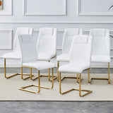 Modern dining chairs, dining room chairs, and golden leg cushioned chairs made of artificial W1151110421