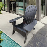Outdoor or indoor Wood Adirondack chair with an hole to hold umbrella on the arm ,Black W2297P143394