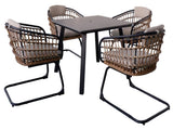 Square Patio Dining Table with Umbrella Hole, Heavy-Duty Iron Frame Wood-Plastic Composite Tabletop, W3990P466949