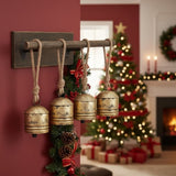 4PCS Set Christmas Bells Decorations 5.5x5.5x7.5in Iron Hanging Ornaments Holiday Party Tree Decor 84572529
