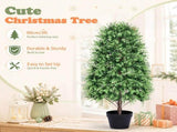2 Pack 3FT Artificial Potted Trees, Two-Tone Green Small Round Leaf PE Faux Plants with 148 Tips, 53476726