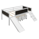 ZUN Twin size Loft Bed Wood Bed with Two Storage Boxes - White 93628536