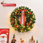 ZUN 24in Pre-lit Battery Powered Christmas Wreath, Lighted Artificial Xmas Wreath with 50 Warm Lights 43039127