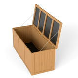 112 Gallon Outdoor Wooden Deck Box Solid Wood Storage Box Seat & Table Top for Patio Furniture W2640P327224