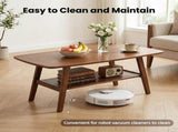 Mid Century Modern Coffee, 100% Solid Oak Wood Coffee with Storage Shelf, 2-Tier Coffee W3204P469105