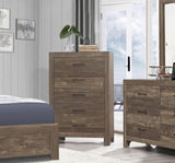 Simple Look Rustic Brown Finish 1pc Chest of 5x Drawers Black Metal Hardware Bedroom Furniture B01153395