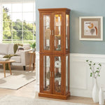 ZUN Curio Cabinet Lighted Curio Diapaly Cabinet with Adjustable Shelves and Mirrored Back Panel, W1693P154580
