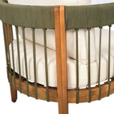Acacia Wood Outdoor Club Chair with Handwoven Rope Accents & Curved Backrest - Water-Resistant Boho N767P265743A