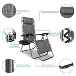 ZUN Infinity Zero Gravity Chair Pack 2, Outdoor Lounge Patio Chairs with Pillow and Utility Tray 81629870