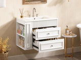 30'' Wall Mounted Bathroom Vanity, Floating Bathroom Storage Cabinet with 2 Drawers, 3 Holes Single N710P334915K