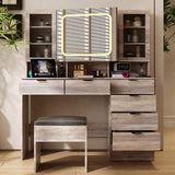 Large Vanity Table Set with LED Lighted Mirror, Vanity Desk with Charging Station, Makeup Table with 23225109