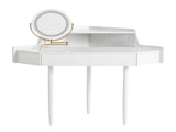 Modern Corner Makeup Vanity Desk with Large Storage, LED Mirror & Stool, Brightness Adjustable, N844P263664A