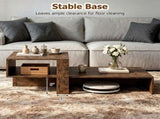 2-Tier Modern Geometric Coffee Table Engineered Wood Low Center Table with Storage Shelf, Waterproof 39393692