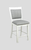 ZUN Farmhouse Style 2pc White & Gray Linen Counter Height Chair Bar Stool Footrest Wooden Furniture B011P148063