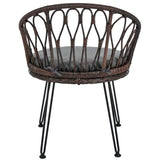 U_STYLE Outdoor Leisure Set, 2 Rattan Single Chairs with A Glass Round Table, Perfectly Suited for N711P256422D