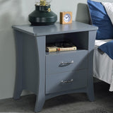Nightstand with Top Open Compartment and 2 Drawers, Gray B016P256528