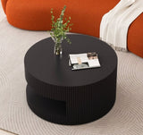 31.5'' Round Coffee Table,Modern Center Table with Storage,Vertical Stripe Design Coffee Table for W757P206007