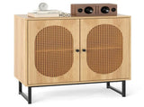 Natural PE Rattan Buffet Cabinet with 3-Level Adjustable Shelf, Boho Style & Soft-Close Hinges 77001885