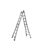 ZUN Huachuang 5-step 21''Aluminum Multi-Purpose Professional Ladder - Black with Wheels W1881111501