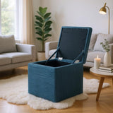 Blue Corduroy Storage Ottoman with Rubber Feet Compact Soft Cube Seat, 424244cm 47227603