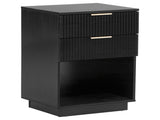 Bedside Table with 2 Drawers Featuring Wavy-Patterned Front P2 Density Board Triamine Sticker 50105666