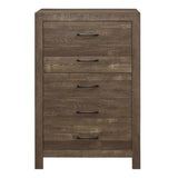 Simple Look Rustic Brown Finish 1pc Chest of 5x Drawers Black Metal Hardware Bedroom Furniture B01153395