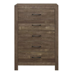 ZUN Simple Look Rustic Brown Finish 1pc Chest of 5x Drawers Black Metal Hardware Bedroom Furniture B01153395