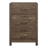 ZUN Simple Look Rustic Brown Finish 1pc Chest of 5x Drawers Black Metal Hardware Bedroom Furniture B01153395