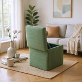Green Corduroy Storage Ottoman with Rubber Feet Compact Soft Cube Seat, 424244cm 02282041