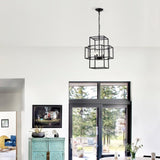 4-Light Metal Lantern Tiered Pendant Hanging Light Fixtures, Industrial Farmhouse Adjustable Height W1592P246889