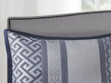 7 Piece Jacquard Comforter Set Navy King B03597209