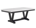 ZUN 1pc Transitional Modern Formal Dining Table White Faux Marble Rectangular Table Top Trestle Base B011P196932