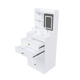 3-in-1 Dressing Table with LED Mirror & Stool - Compact Makeup Vanity with 4 Drawers, 55391704