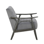 ZUN Casual Transitional Accent Chair 1pc Gray Velvet Upholstery Solid Wood Frame Living Room Furniture B011P264608