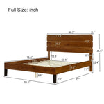 ZUN Mid-Century Modern Solid Wood Bed Frame Full Size Platform Bed with Three-Piece Headboard Design, No WF531006AAD