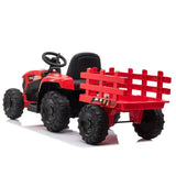 ZUN 12V Kids Ride On Tractor with Trailer, Battery Powered Electric Car w/ Music, USB, Music, LED W2181P146468