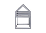 Twin over Twin Rubber Wood Floor Bunk Bed, with ladder,Guardrails,House-Shaped-Bunk Bed,Grey W504P206863