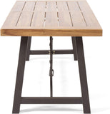 ZUN Outdoor Acacia Wood Metal Base Dining Table, Teak 57239.00