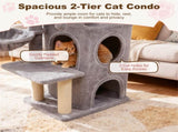 Light Gray 33.5" Multi-Level Cat Tree with 2-Tier Condo, Sisal Scratching Posts & Anti-Toppling 67443380