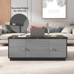 ZUN Modern Gray Multi-functional Rectangle Lift-top Coffee Table Extendable with Storage WF307466AAG