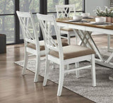 Modern Style White and Oak Finish Side Chairs 2pc Set Fabric Upholstered Seat Charming Traditional B011102651