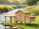 59" Backyard Wooden Chicken Cage Outdoor Poultry Habitat with 2 Doors, Nesting Box & Detachable 49901563