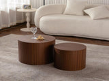 Nesting Coffee Table Set of 2 Round Wooden Coffee Tables Circle Modern Table for Small Space Living W3081P255157