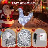2FT Lighted Christmas Rooster Outdoor Decoration, Weather Proof Plush Rooster Christmas Ornament 25775600