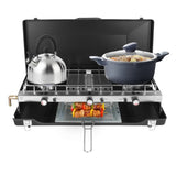 3-Burner Propane Camping Stove 20000 BTUs, Portable Camp Stove with 3 Adjustable Burners and 07649415