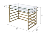 Shona Clear Glass Top & Antique Gold Finish Writing Desk B2726P457136